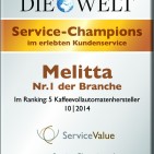 Bei "Die Welt" ist Melitta Service Champion und damit die Nr. 1 der Branche