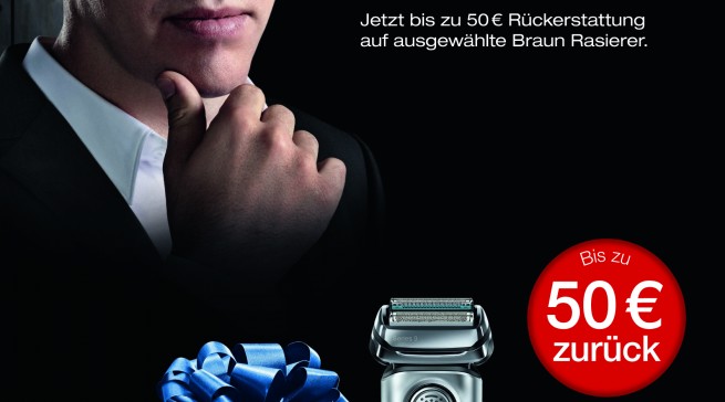 Perfekt rasiert mit Braun-Rasierern lassen sich dem Vatertag ganz neue Facetten abgewinnen. Beispielsweise mit einem Einkaufsbonus von 50 Euro.