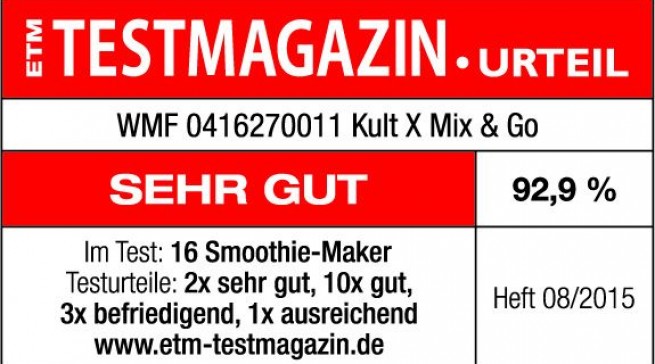 Der Smoothie Maker Kult x Mix & Go von WMF überzeugte beim ETM-Testmagazin mit sehr guten Eigenschaften.