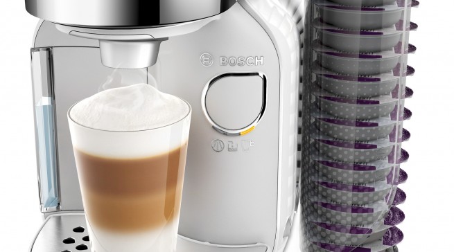 Bosch Kaffeemaschine Tassimo Caddy mit Platz für 128 Kapseln.