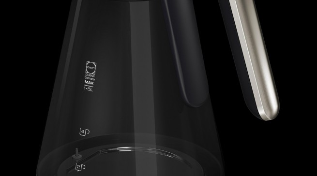 Morphy Richards Redefine Wasserkocher mit Korpus aus getöntem Duran Schott Glas.