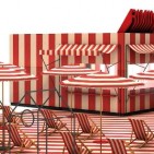 Café „Rimini Rimini“ –die Ambiente verspricht Urlausstimmung im Messetrubel.