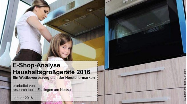 Deckblatt Studie „E-Shop-Analyse Haushaltsgroßgeräte 2016“
