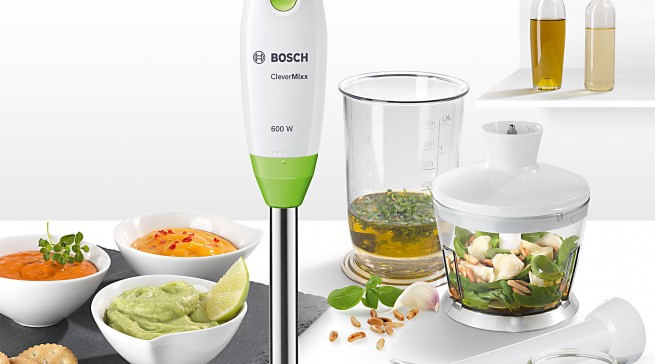 Bosch Stabmixer CleverMixx Dip & Dressing mit 600 Watt Leistung.