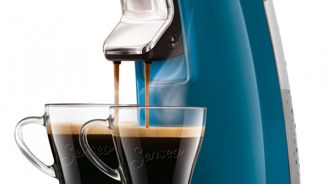 Die Philips Senseo Viva Café Kaffeemaschine in Petrol