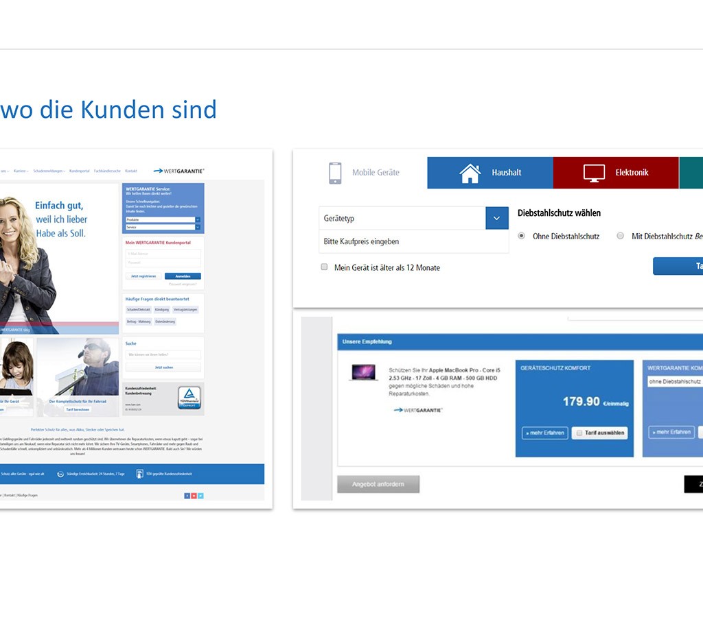 Fachhändler können den Wertgarantie-Tarifrechner als Kernstück der „Verlängerten Theke“ auf der eigenen Webseite einsetzen und damit Kunden auch online den Weg zum Geräteschutz ebnen.