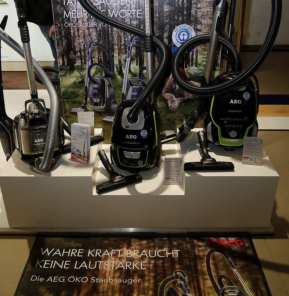 Neben intelligenten Lösungen für Küche und Waschküche waren die Öko Staubsauger von AEG besonders gefragt.