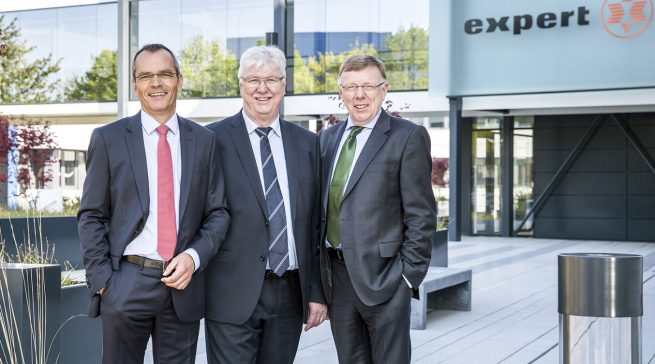 Der expert-Vorstand zog in Hannover Bilanz: (v.l.n.r.) Dr. Stefan Müller (Vorstand), Volker Müller (Vorstandsvorsitzender) und Gerd-Christian Hesse (Vorstand).