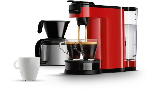 Die Philips Senseo Switch Kaffemaschine in Rot
