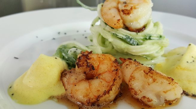 Rezept Gurkenspaghetti mit Shrimps