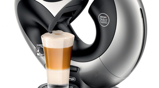 De'Longhi Nescafé Kaffeemaschine Dolce Gusto Eclipse ist eine kreisrunde Kaffeemaschine.
