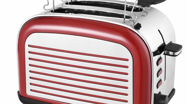 Kalorik Retro Toaster TKG TO 2500 R mit Brötchenaufsatz.