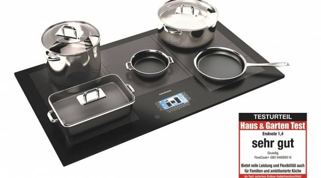 Mit der FlexiCook+ Funktion finden beim Induktionskochfeld GIEI 946990 N von Grundig Töpfe als auch Pfannen ihren richtigen Platz.