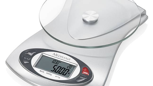 Medisana Küchenwaage KS 220 mit Temperaturanzeige.