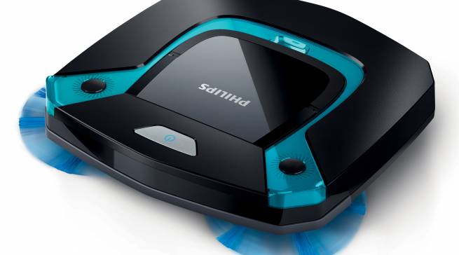 Philips Saugroboter SmartPro Easy mit nur 5,8 cm Höhe.