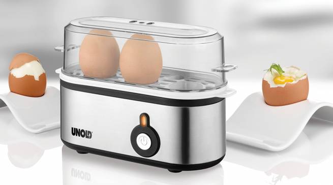 Unold Eierkocher Mini für ein bis drei Eier.
