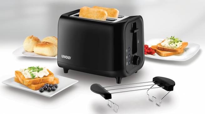 Unold Toaster Easy Black mit Cool-Touch-Gehäuse.