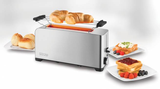 Unold Toaster Edelstahl 2er ist ein Langschlitz-Toaster für zwei Scheiben.