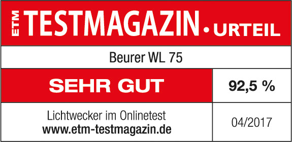 Testmagazin Logo Lichtwecker WL 75 von Beurer.