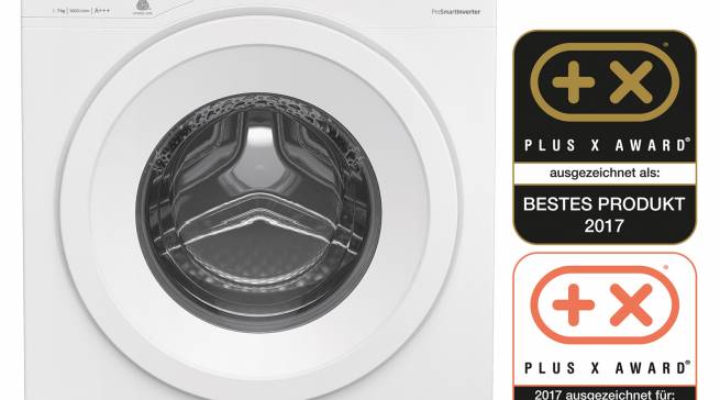 Die Waschmaschine WMB 71643 PTM von Beko überzeugt beim „Plus X Award“ in fünf Kategorien und konnte damit die Auszeichnung „Bestes Produkt des Jahres 2017“ für sich gewinnen.