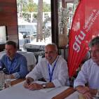Gaben unter der südlichen Sonne Mallorcas einen Ausblick auf die IFA in zehn Wochen (v.l.): Roland Stehle (Pressesprecher gfu), IFA-Direktor Jens Heithecker, Hans-Joachim Kamp (Aufsichtsratsvorsitzender gfu) und Dr. Alexander Pett (Geschäftsführer gfu).