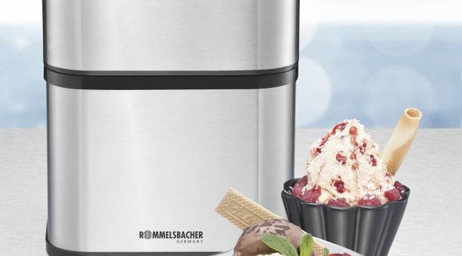 Rommelsbacher Eismaschine IM 12 für cremiges Eis, Frozen Yogurt, Sorbet, Slush.
