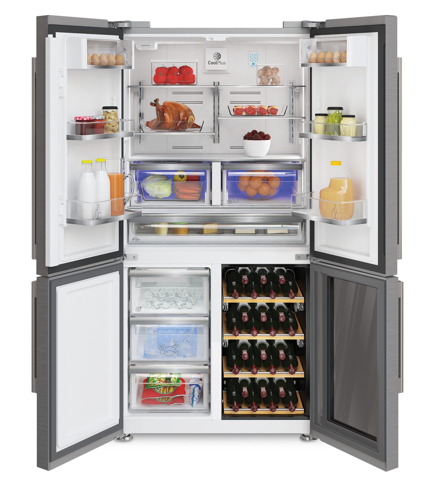 Grundig Side-by-Side Kühlschrank GWN 21210 X - mit Weinkühler und  Wasserspender