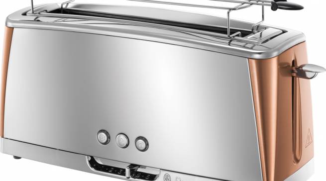 Russell Hobbs Langschlitz-Toaster Luna Copper Accents 24310-56 mit • Schnell-Toast-Technologie.