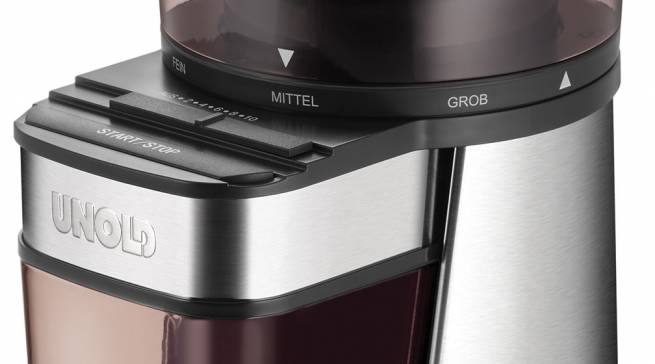 Unold Kaffeemühle Edel mit Kegelmahlwerk aus Stahl.