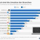 Infografik Anteil von eCommerce am Gesamtumsatz nach Branchen in Deutschland