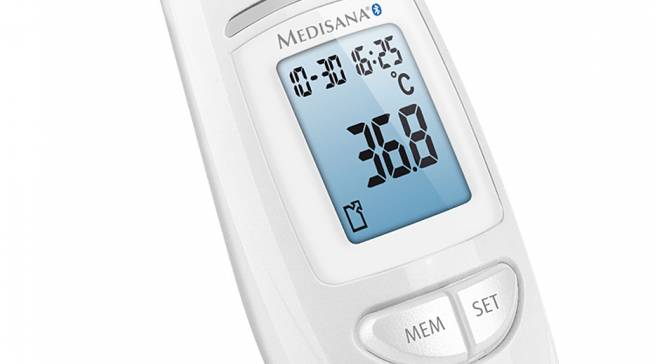 Medisana Bluetooth-Thermometer TM 750 connect mit optischem Fieberalarm.