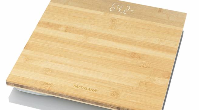 Medisana Personenwaage PS 440 Bambus mit Magic LED-Display.