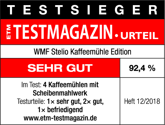 Testsiegel ETM WMF Stelio Kaffeemühle Edition