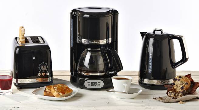 Moulinex Frühstücksserie Soleil mit Filterkaffeemaschine, Toaster und Wasserkocher.