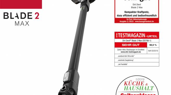 Dreimal ausgezeichnet: „Blade 2 Max“ von Dirt Devil.