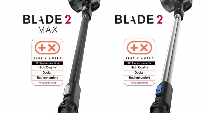 Ausgezeichnet: Die Akku-Sauger Blade 2 Max und Blade 2 von Dirt Devil wurden mit dem Plus X Award ausgezeichnet.