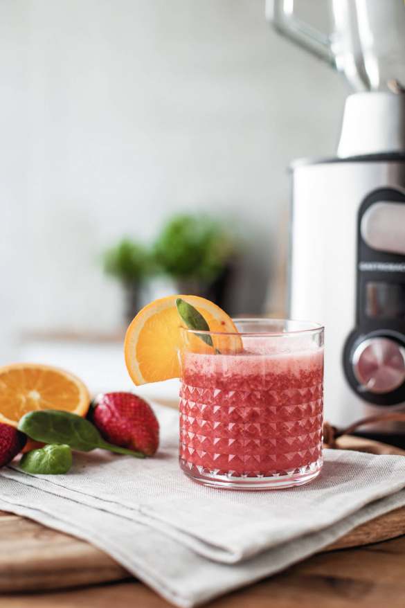 Zwischendurch ein Smoothie mit Erdbeeren…