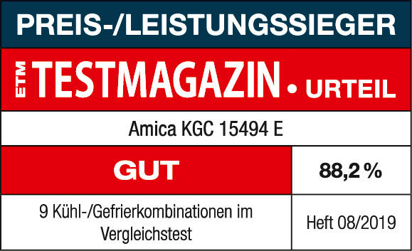 Testsiegel Preis-/Leistungssieger: Die Kühl-/Gefrierkombinationen KGC 15494 von Amica.