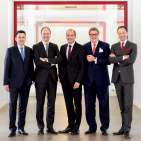 Die Geschäftsleitung der Miele Gruppe (v. l.): Dr. Stefan Breit (Technik), Dr. Markus Miele (Geschäftsführender Gesellschafter), Olaf Bartsch (Finanzen und Hauptverwaltung), Dr. Reinhard Zinkann (Geschäftsführender Gesellschafter) sowie Dr. Axel Kniehl (Marketing und Vertrieb).