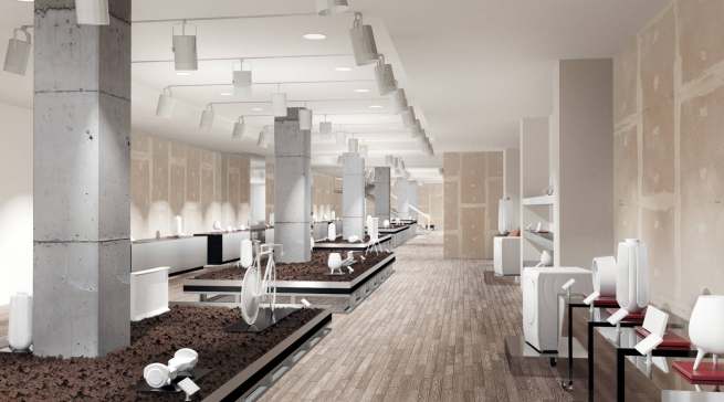 Industrielle Strukturen, die Kante zeigen und den Besucher animieren, sich mit den Exponaten zu beschäftigen: das Interior Design der Vaund Stores. Fotos: Realtale GmbH/Vaund