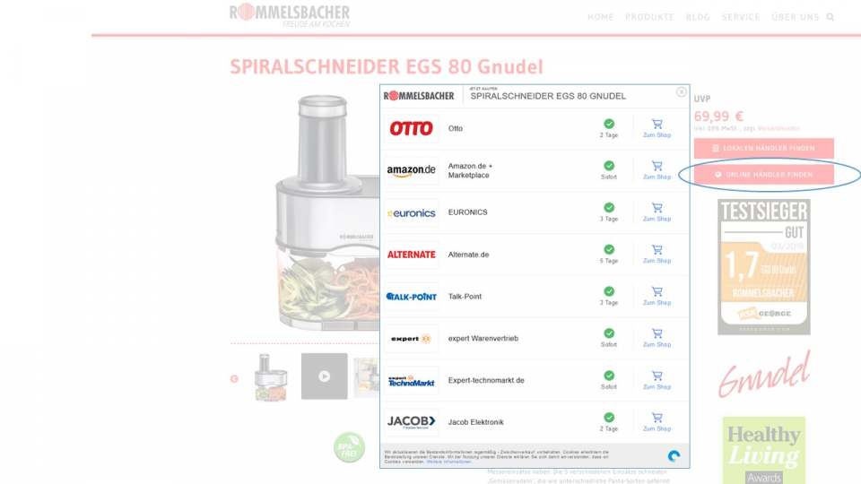 … und nennt alternativ Online-Bezugsquellen.