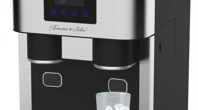 Rosenstein & Söhne Eiswürfelmaschine EWS-2400 auch für eisgekühltesWasser.