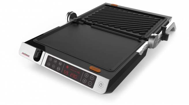 Für Feinschmecker ein Plus: die untere Grillplatte des Design BBQ Advanced Control ist glatt, so dass auch Pfannkuchen und Spiegeleier darauf gegart werden können.