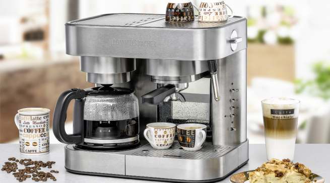 Bei Rommelsbacher gibt es Espresso und Filterkaffee aus einer Maschine: Kaffee-/Espressocenter EKS 3010.