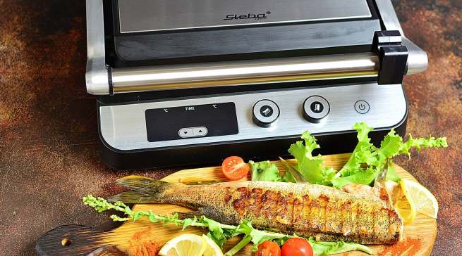 Steba FG-120-2 Der Steba Kontaktgrill FG 120 kann natürlich auch Fisch