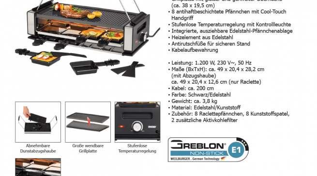 Unold RACLETTE Smokeless