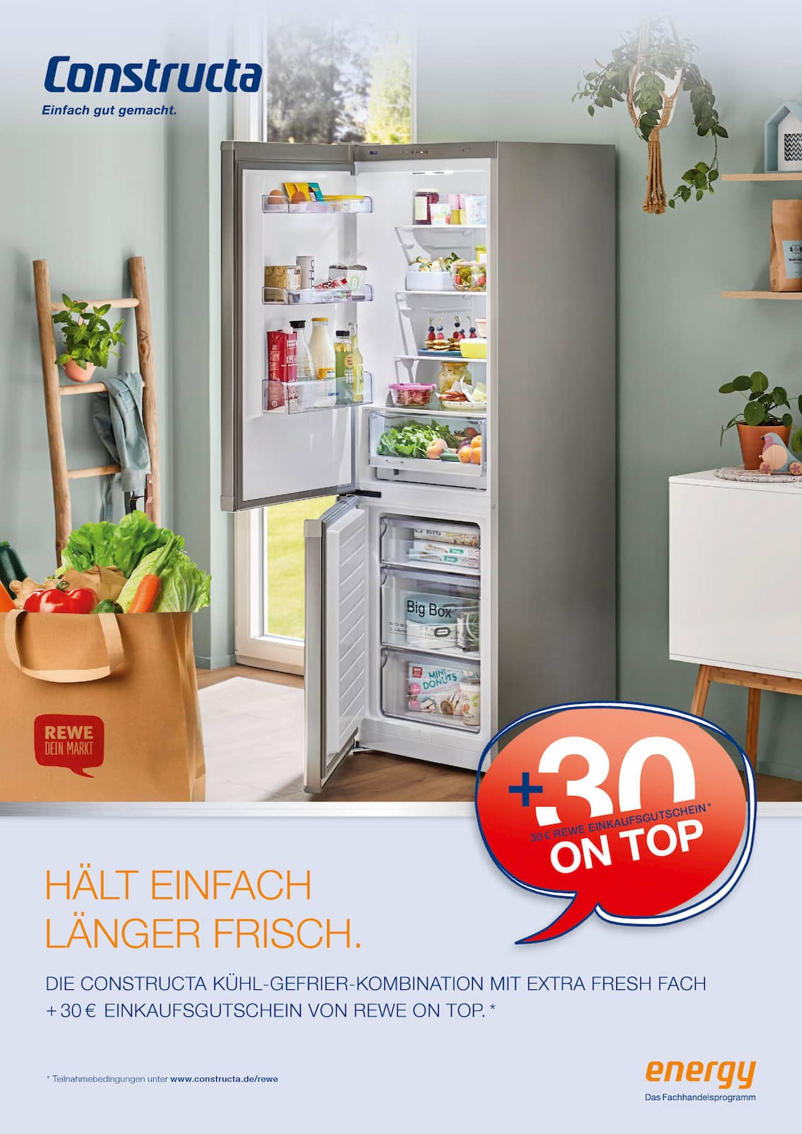 Jubiläumsaktion für den Mittelstandskreis: Constructa Kühl-Gefrier-Kombinationen.