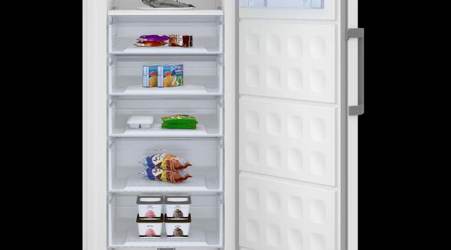 Beko Gefrierschrank RFNE448E45W mit 404 Liter Nutzinhalt.