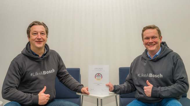 Freuen sich über den Deutschen Servicepreis 2021: Geschäftsführer Harald Friedrich (l.) und Andreas Döge, Leiter Kundendienst Deutschland.