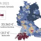 Im deutschsprachigen Raum schwankt das Nettoeinkommen erheblich.